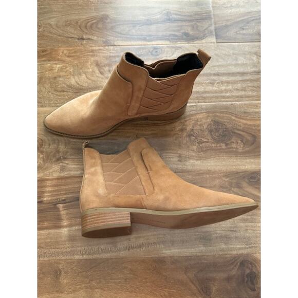 Rebecca Minkoff Jacy Chelsea Suede Ankle Boots Butterscotch Tan Camel- Size 8.5M - Picture 2 of 11